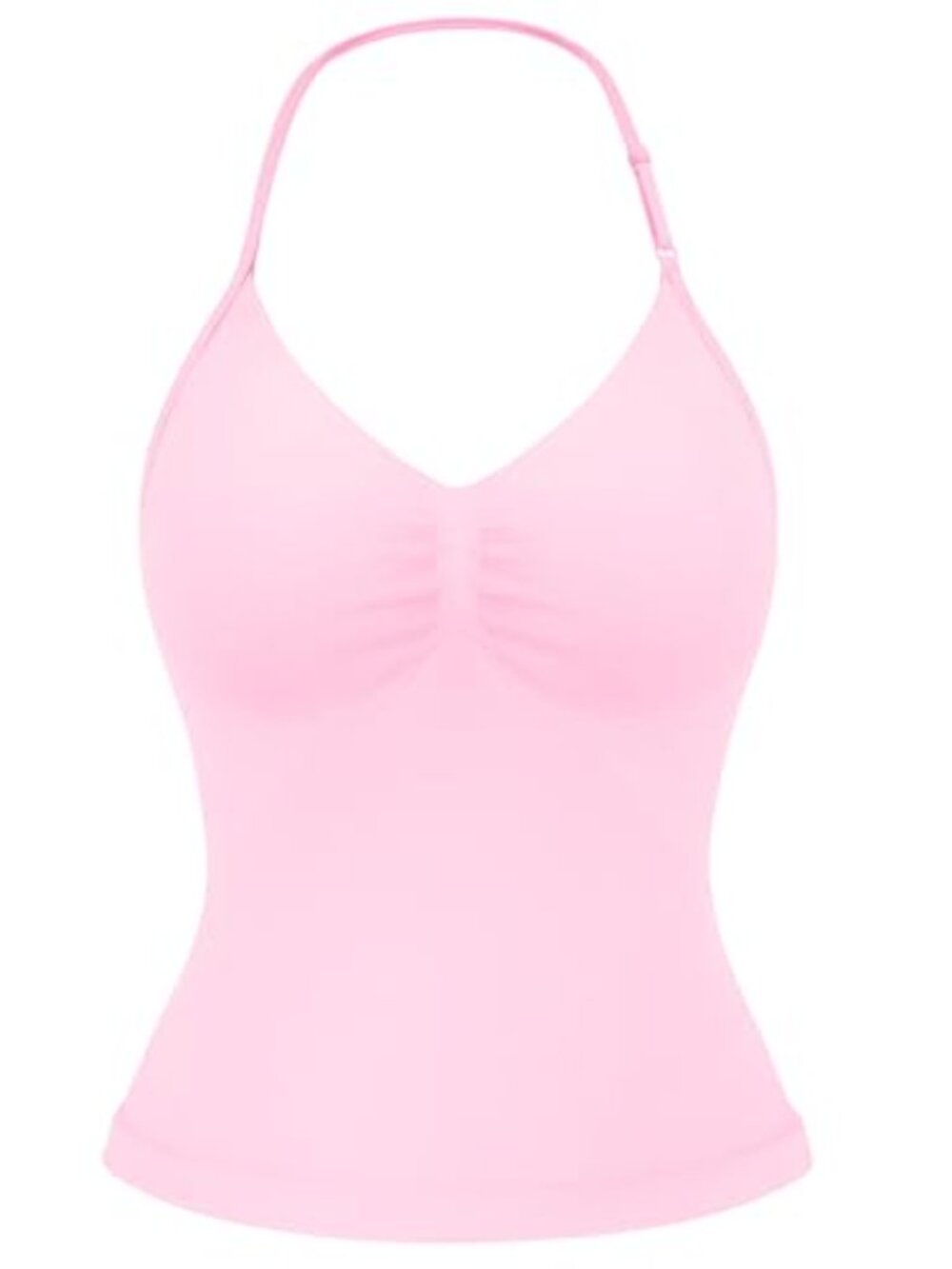 Women's Halter Workout Tank Top Built-in Bra Strappy Backless Yoga Top Longline